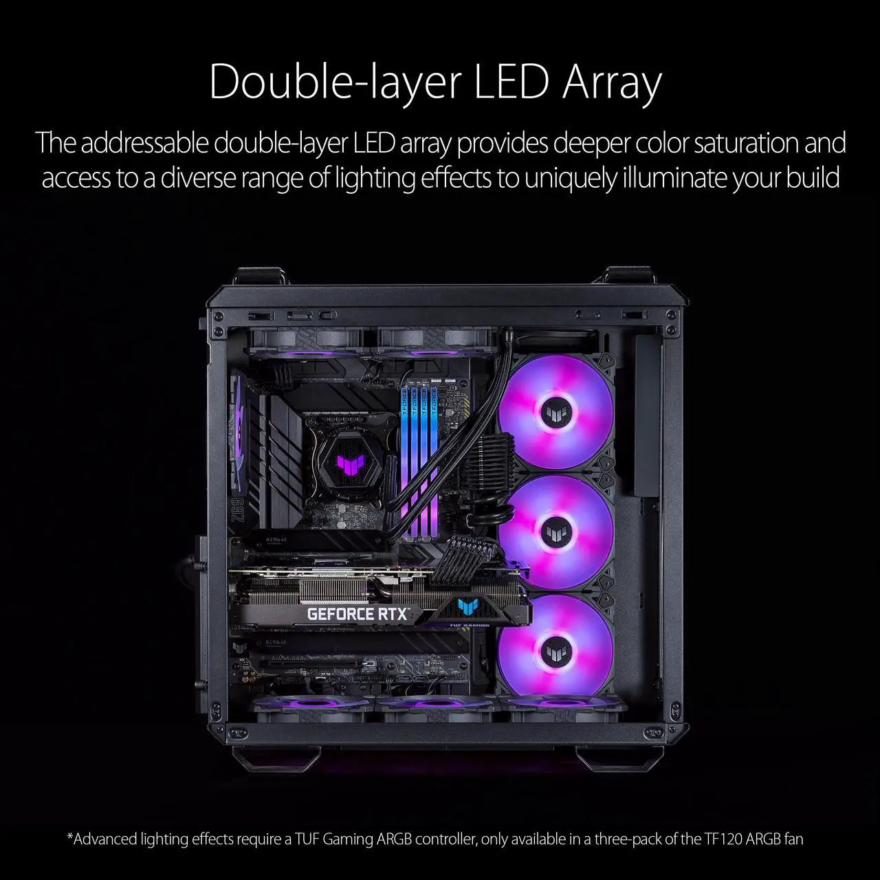 ASUS TUF Gaming TF120 ARGB Chassis Fan 3-Pin Customizable LEDs Blade, Advanced Fluid Dynamic Bearing, 120mm PWM Control, Anti-vibration Pads, Double-layer LED Array for Computer Case & Liquid Radiator Bundled with ARGB Control Hub - Image 6