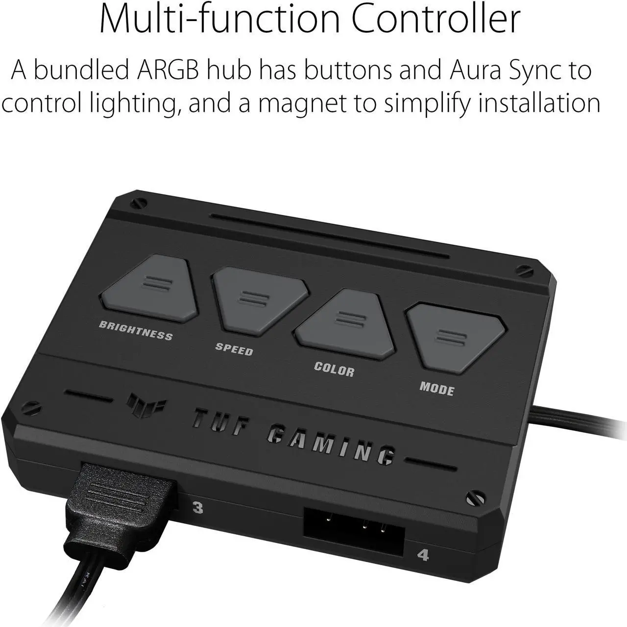 ASUS TUF Gaming TF120 ARGB Chassis Fan 3-Pin Customizable LEDs Blade, Advanced Fluid Dynamic Bearing, 120mm PWM Control, Anti-vibration Pads, Double-layer LED Array for Computer Case & Liquid Radiator Bundled with ARGB Control Hub - Image 5