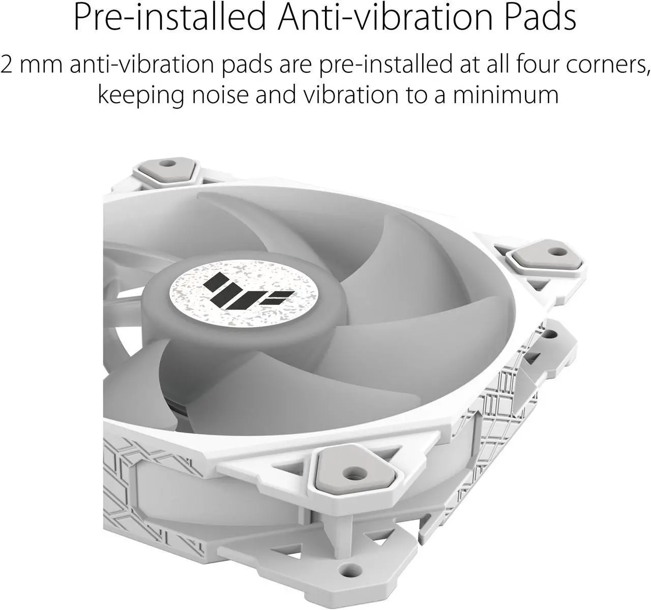 ASUS TUF GAMING TF120 ARGB WHITE EDITION Chassis Fan 3-Pin Customizable LEDs Blade, Advanced Fluid Dynamic Bearing, 120mm PWM Control, Anti-vibration Pads, Double-layer LED Array for Computer Case & Liquid Radiator Bundled with ARGB Control - Image 2