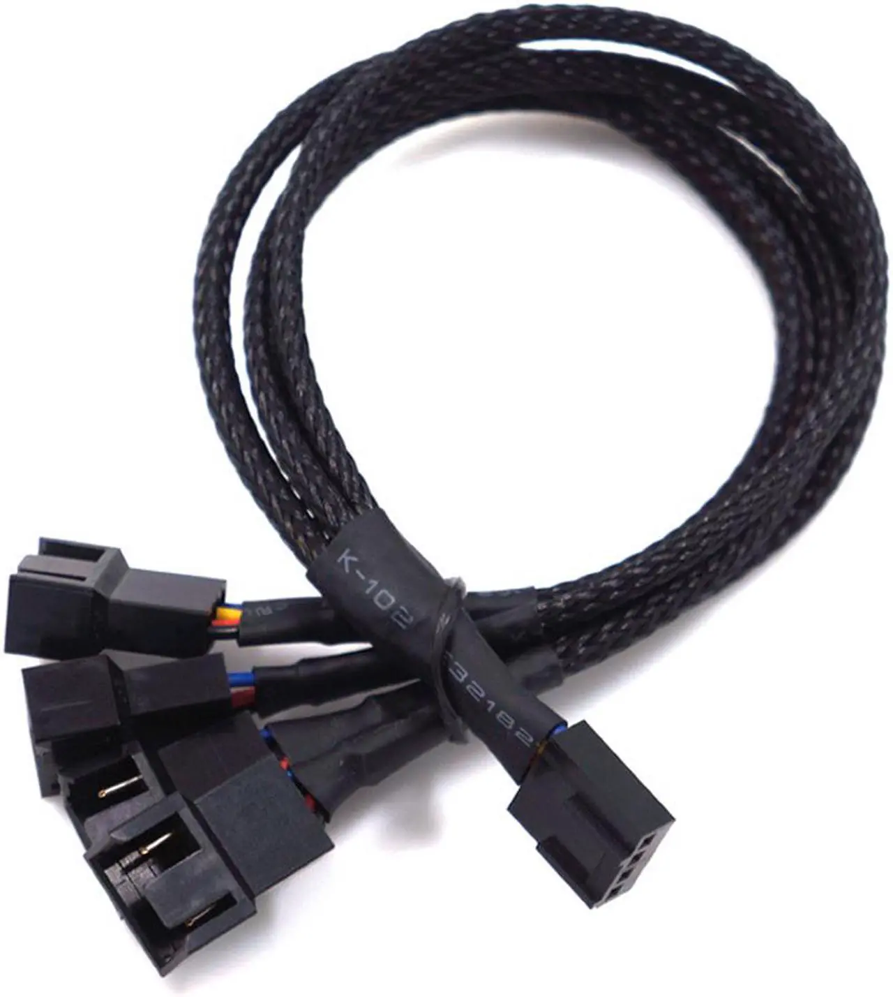 EN-Labs PWM Fan Splitter Cable Hub 1 to 4 Power Adapter, Motherboard PMW 4-pin Fan Sleeved Braided Y Splitter Internal Power Extension Cable for Computer CPU/Case Fan 1x4 Converter - 10 inches - Image 4