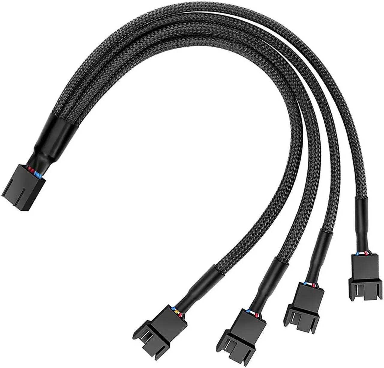EN-Labs PWM Fan Splitter Cable Hub 1 to 4 Power Adapter, Motherboard PMW 4-pin Fan Sleeved Braided Y Splitter Internal Power Extension Cable for Computer CPU/Case Fan 1x4 Converter - 10 inches - Image 6