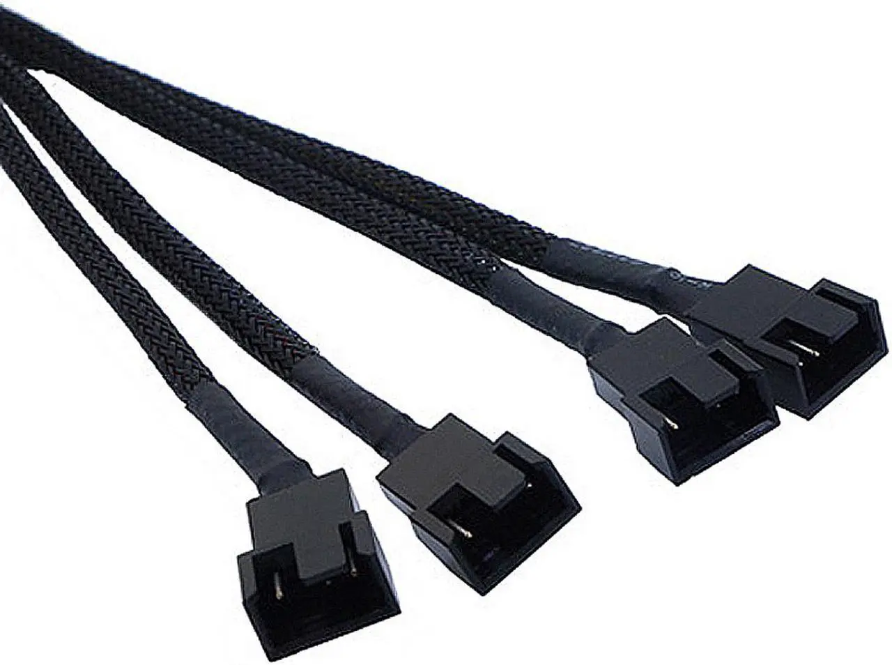 EN-Labs PWM Fan Splitter Cable Hub 1 to 4 Power Adapter, Motherboard PMW 4-pin Fan Sleeved Braided Y Splitter Internal Power Extension Cable for Computer CPU/Case Fan 1x4 Converter - 10 inches - Image 2